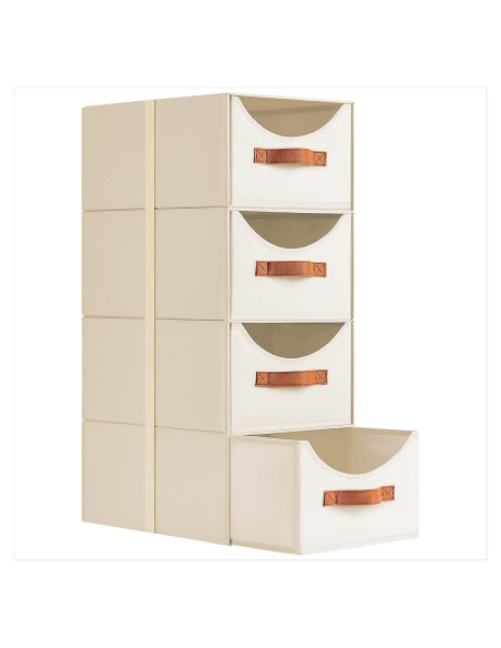 Cajones de Almacenamiento Apilables Homsorout 4 Piezas Beige