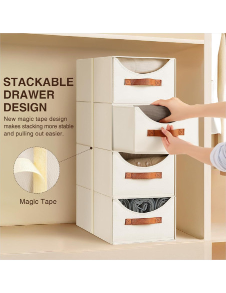 Cajones de Almacenamiento Apilables Homsorout 4 Piezas Beige