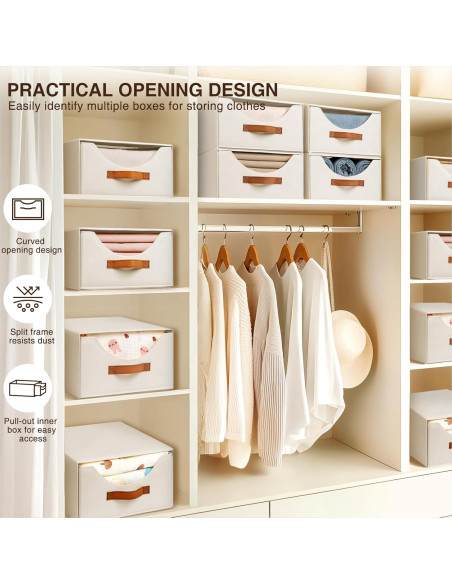 Cajones de Almacenamiento Apilables Homsorout 4 Piezas Beige