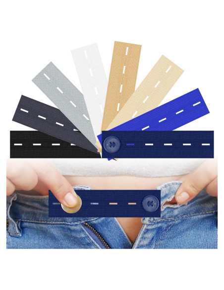 Extensores de Botón Elástico LUSTRIB 8 Pcs Ajustables 9.4 cm