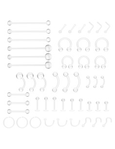 48 Piezas Retenedores de Piercing Transparentes Tucnoeu