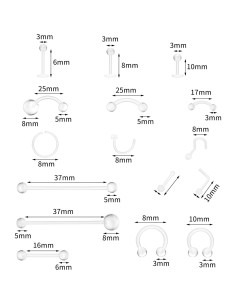 48 Piezas Retenedores de Piercing Transparentes Tucnoeu 2