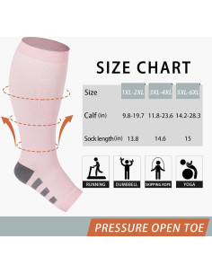 Calcetines de Compresión Abodhu Talla Grande Punta Abierta 15-20 mmHg 2