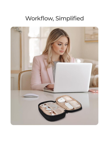 Organizador Electrónico de Cables BAGSMART Beige 21x13x5 cm Organizador Electrónico de Cables BAGSMART Beige 21x13x5 cm