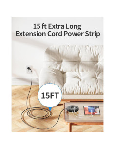 Regleta de Enchufes NTONPOWER 15FT con 3 Salidas y USB 2