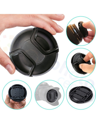 Kit de Protección para Lentes PhotoCentral: Tapa, Sujetador y Paño
