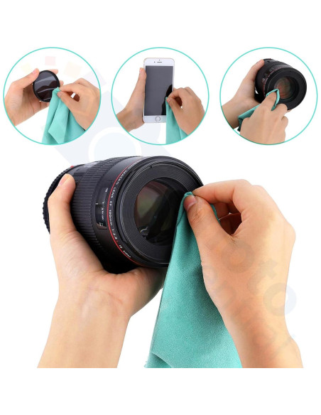 Kit de Protección para Lentes PhotoCentral: Tapa, Sujetador y Paño