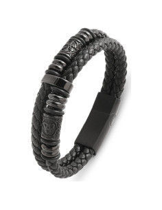 Pulsera Vikinga Edulex para Hombres - Nudo Celta en Acero y Cuero