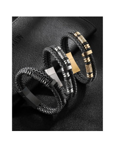 Pulsera Vikinga Edulex para Hombres - Nudo Celta en Acero y Cuero 2