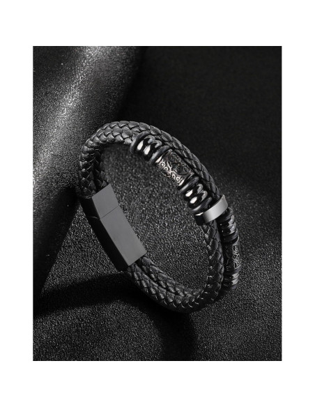 Pulsera Vikinga Edulex para Hombres - Nudo Celta en Acero y Cuero