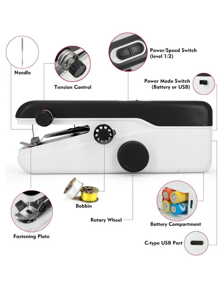 Máquina de Coser de Mano Xamanabu Mini Eléctrica Portátil