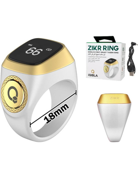 Contador de Anillo Inteligente Tasbih Abiyou 18MM Blanco