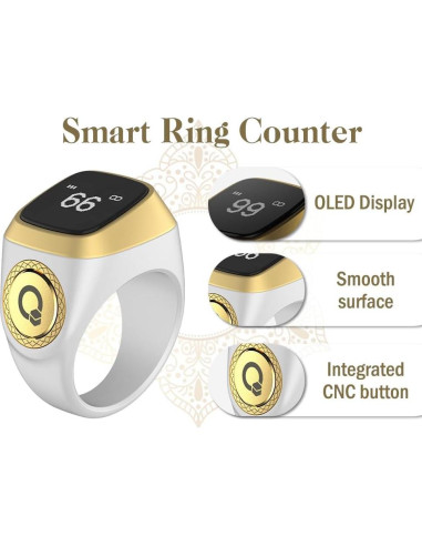 Contador de Anillo Inteligente Tasbih Abiyou 18MM Blanco