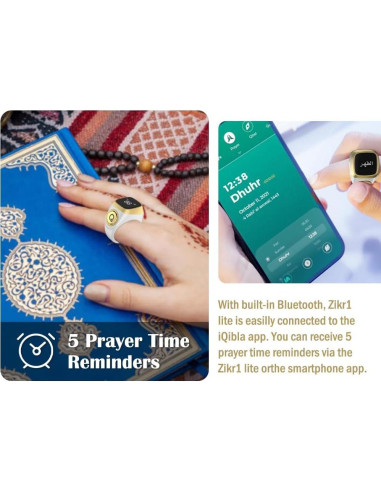 Contador de Anillo Inteligente Tasbih Abiyou 18MM Blanco