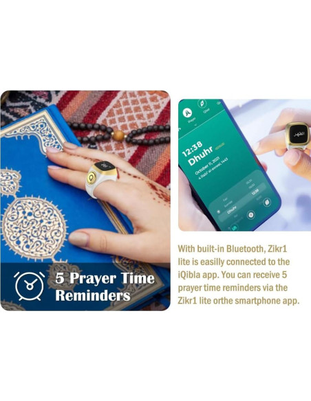 Contador de Anillo Inteligente Tasbih Abiyou 18MM Blanco