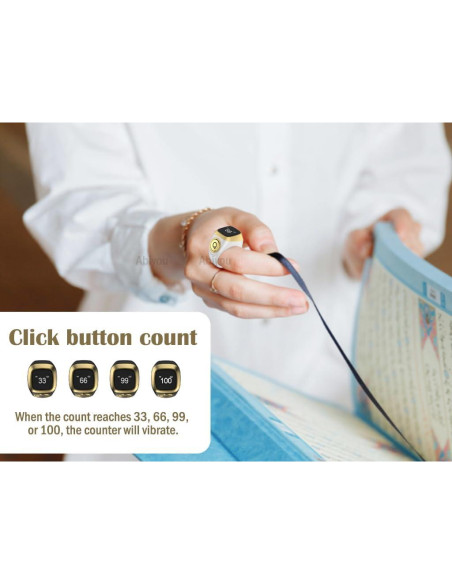 Contador de Anillo Inteligente Tasbih Abiyou 18MM Blanco