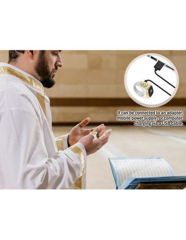 Contador de Anillo Inteligente Tasbih Abiyou 18MM Blanco