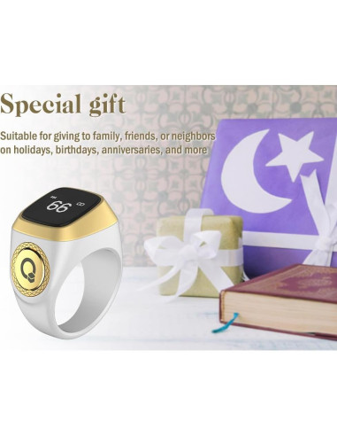 Contador de Anillo Inteligente Tasbih Abiyou 18MM Blanco