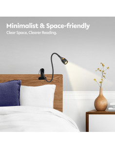 Lámpara de Lectura Clip Acegoo con Luz Regulable y USB-C 2