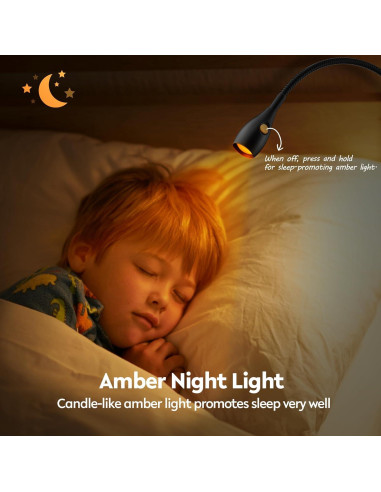 Lámpara de Lectura Clip Acegoo con Luz Regulable y USB-C