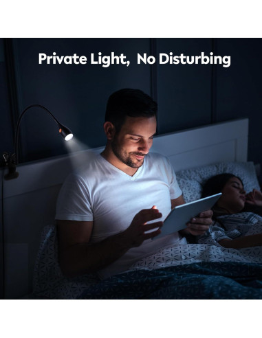 Lámpara de Lectura Clip Acegoo con Luz Regulable y USB-C