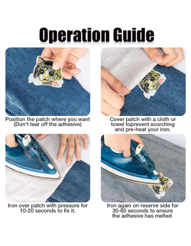 Kit de 18 Parches de Gato Bordados Woohome para Planchar