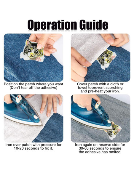 Kit de 18 Parches de Gato Bordados Woohome para Planchar