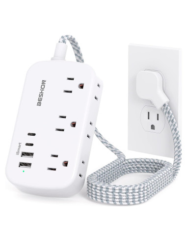 Tira de Alimentación BESHON 5FT con 6 Salidas y 4 USB