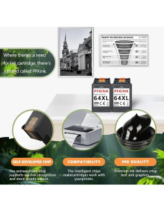Cartuchos de tinta negra PFKink 64XL para impresoras Envy 2