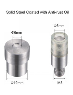 Conjunto de Troqueles de Remaches uxcell 6mm Acero y Goma 2