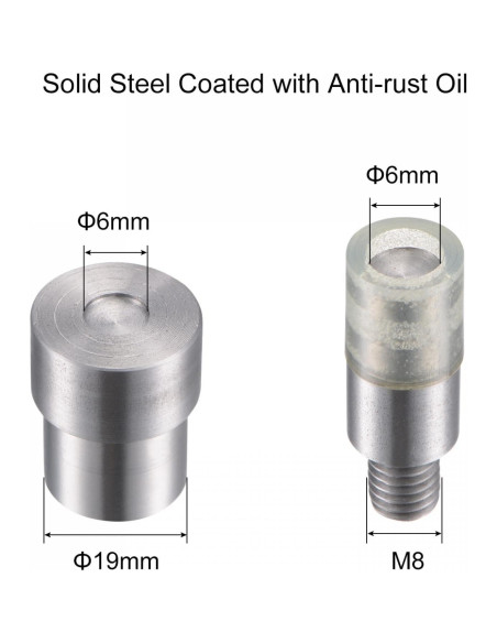 Conjunto de Troqueles de Remaches uxcell 6mm Acero y Goma