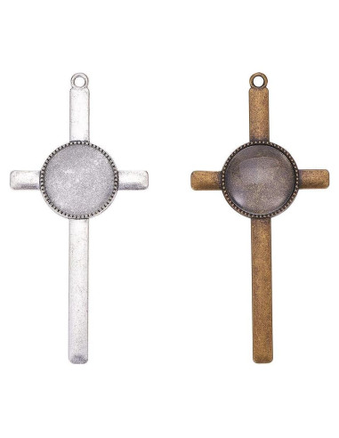 Kit de Colgante Cruz PH PandaHall 16pcs con Cúpulas de Vidrio