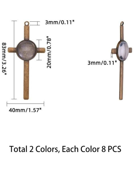 Kit de Colgante Cruz PH PandaHall 16pcs con Cúpulas de Vidrio