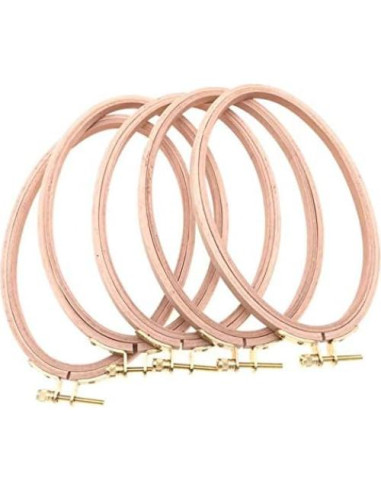 Aros Ovalados de Madera de Haya Ajustables 21x13cm - Juego de 5