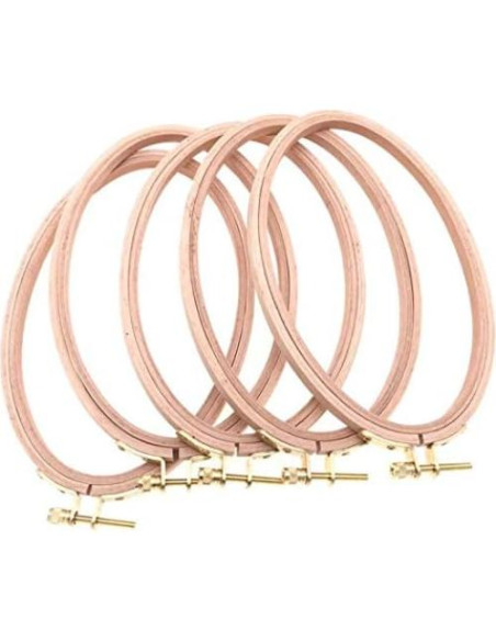 Aros Ovalados de Madera de Haya Ajustables 21x13cm - Juego de 5