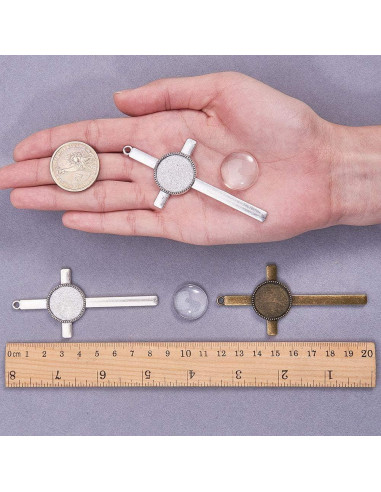 Kit de Colgante Cruz PH PandaHall 16pcs con Cúpulas de Vidrio