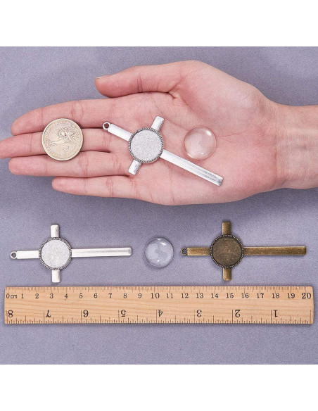 Kit de Colgante Cruz PH PandaHall 16pcs con Cúpulas de Vidrio