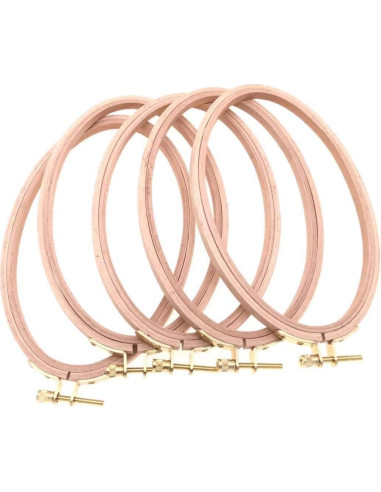 Aros Ovalados de Madera de Haya Ajustables 21x13cm - Juego de 5
