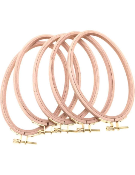 Aros Ovalados de Madera de Haya Ajustables 21x13cm - Juego de 5