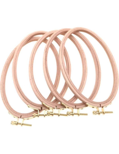 Aros Ovalados de Madera de Haya Ajustables 21x13cm - Juego de 5