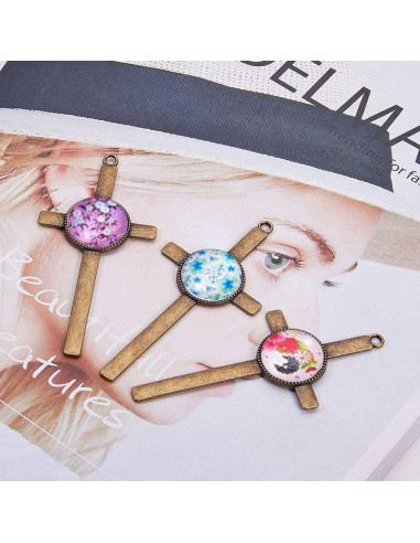 Kit de Colgante Cruz PH PandaHall 16pcs con Cúpulas de Vidrio