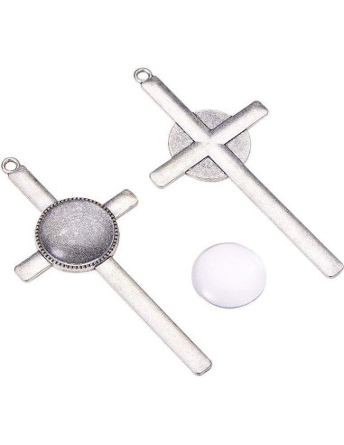 Kit de Colgante Cruz PH PandaHall 16pcs con Cúpulas de Vidrio