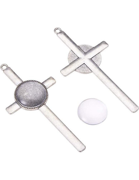 Kit de Colgante Cruz PH PandaHall 16pcs con Cúpulas de Vidrio