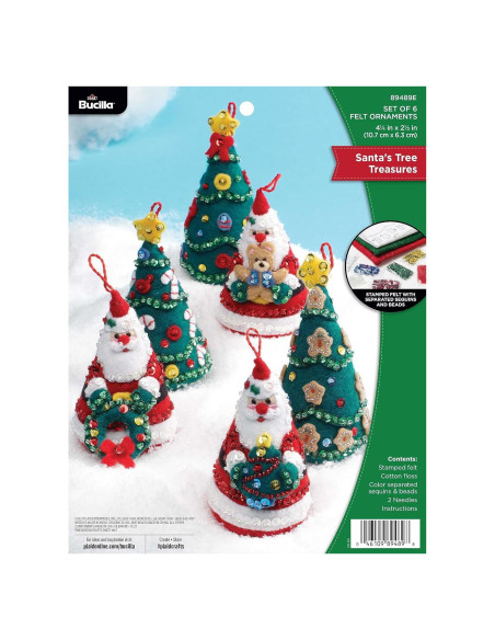 Kit de Adornos de Fieltro Bucilla Tesoros del Árbol de Santa - 6 Piezas