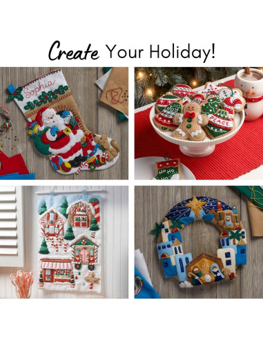 Kit de Adornos de Fieltro Bucilla Tesoros del Árbol de Santa - 6 Piezas