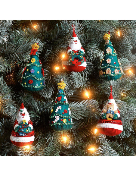 Kit de Adornos de Fieltro Bucilla Tesoros del Árbol de Santa - 6 Piezas