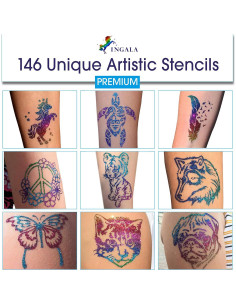 Conjunto de Tatuajes de Glitter Premium INGALA - 146 Diseños 2