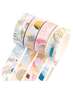 Cinta Washi Decorativa Yubbaex 4 Rollos 15mm Geométrico