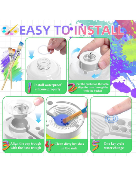 Limpiador de Pinceles 6-en-1 AnoleAir con Drenaje Blanco