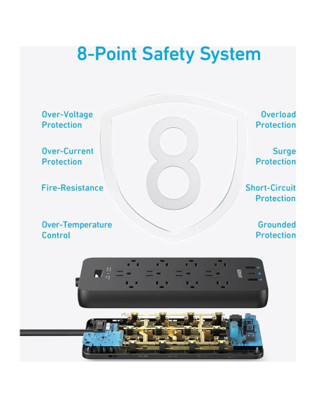Regleta de Enchufes Anker 351 - 12 Salidas + 3 USB - 2100J Regleta de Enchufes Anker 351 - 12 Salidas + 3 USB - 2100J